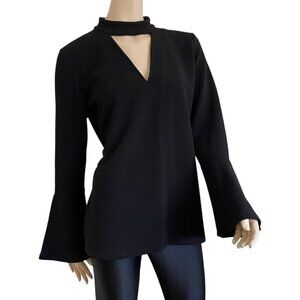 Michael Kors XL Bell Sleeve Choker Top Black​​​​​​